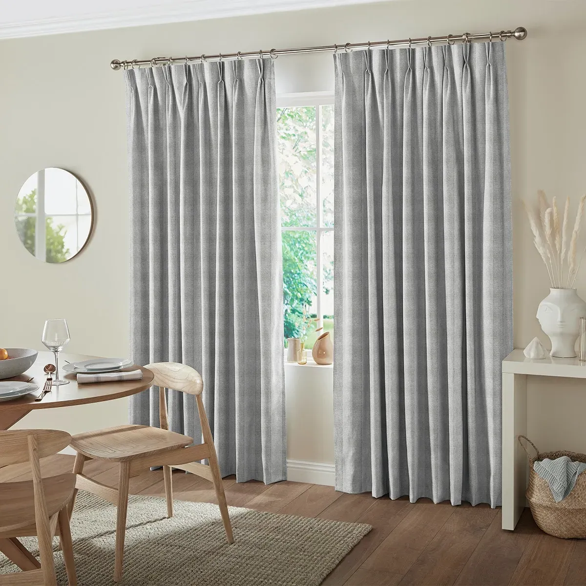 Origi Pewter Curtain - Grey, Polyester