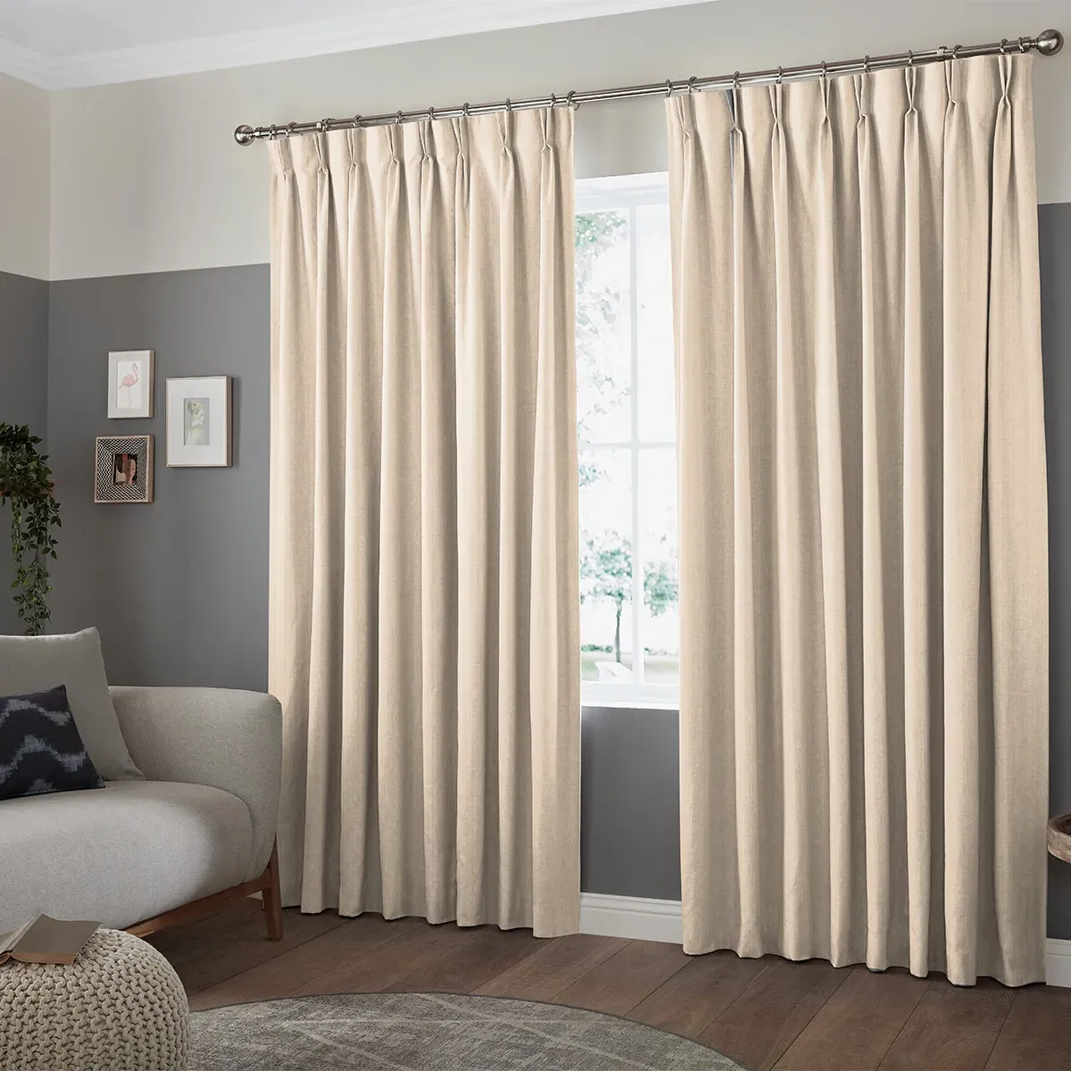 Palmer Pleated Curtain with Thermal Lining - Champagne, Polyester