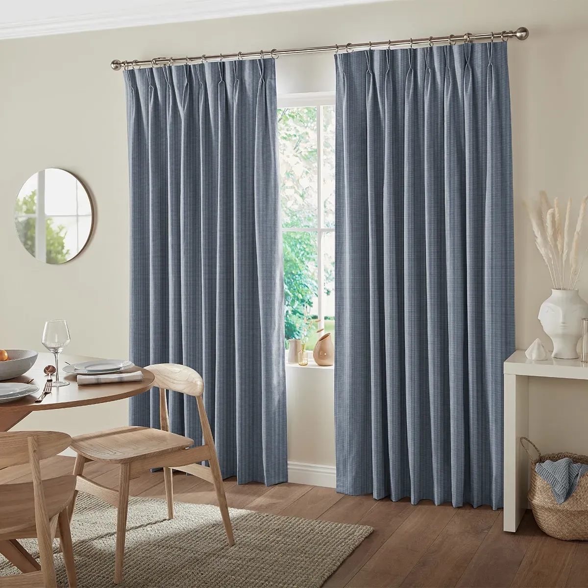 Palmer Rod Pocket Curtain - Indigo, Polyester