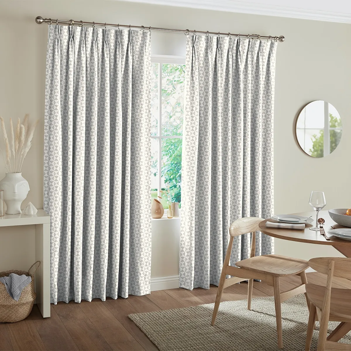 Pierre Geometric Curtain - Graphite, Polyester