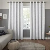 Pierre Geometric Curtain - Silver, Polyester
