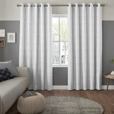Pierre Geometric Curtain - Silver, Polyester