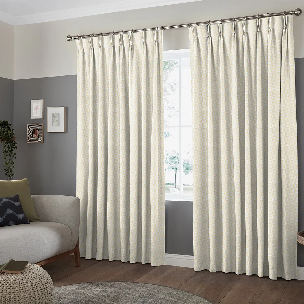 Pierre Geometric Curtain - Zest, Polyester