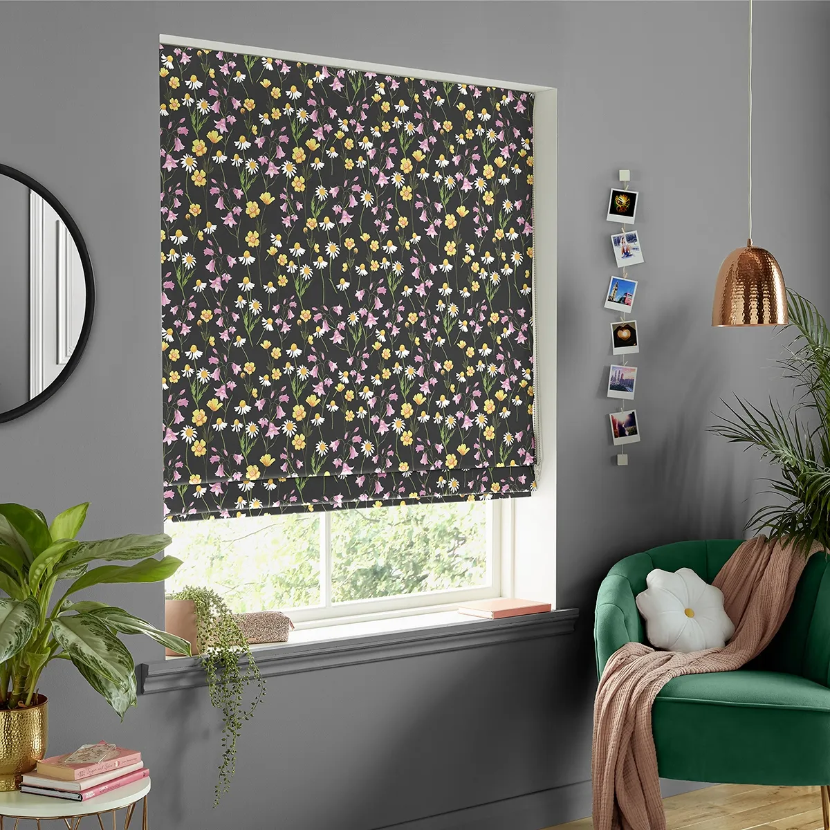 Pretty Prairie Roman Blind - Dark, Cotton