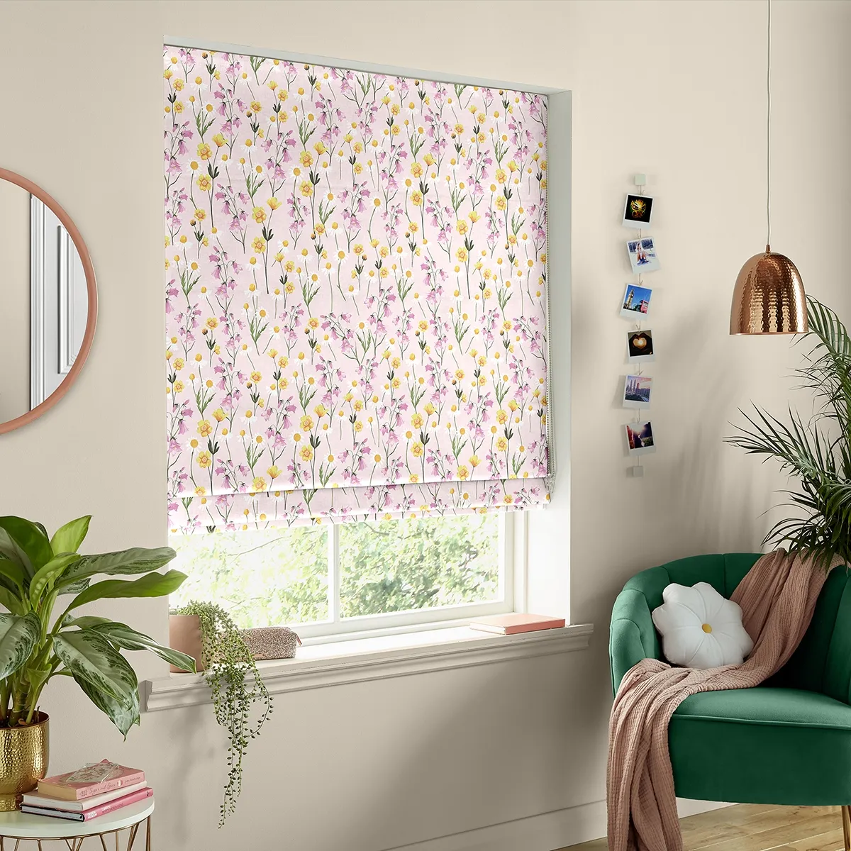 Pretty Prairie Roman Blind - Pink, Cotton