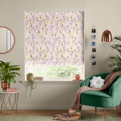 Pretty Prairie Roman Blind - Pink, Cotton
