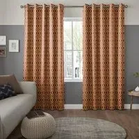 Robben Curtain with Geometric Pattern - Terracotta, Polyester