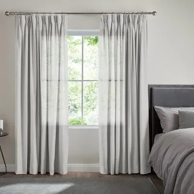 Shilton Curtain with Vertical Pattern - Silver, Polyester