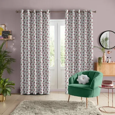 Skinny Dip Cherrys Curtain - Natural, Cotton
