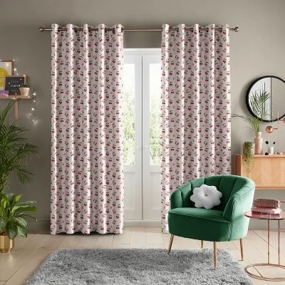 Skinny Dip Cherrys Curtain - Pink, Cotton