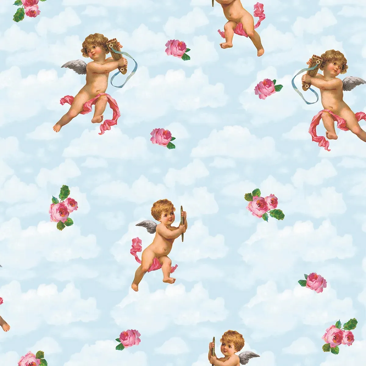 Skinny Dip Cherubs Curtain - Sky, Cotton