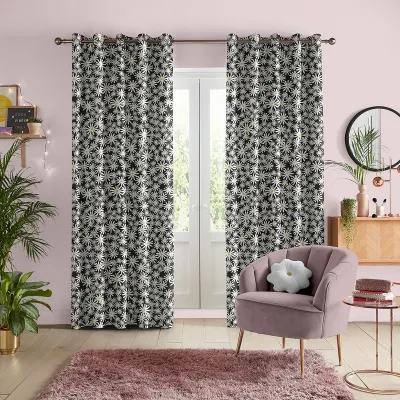 Skinny Dip Daisy Curtain - Black, Cotton