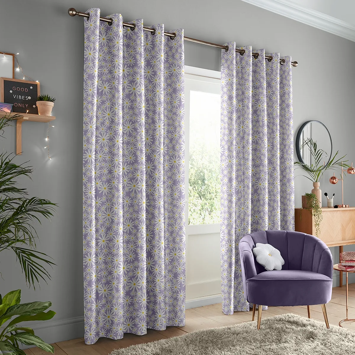 Skinny Dip Daisy Curtain - Lilac, Cotton