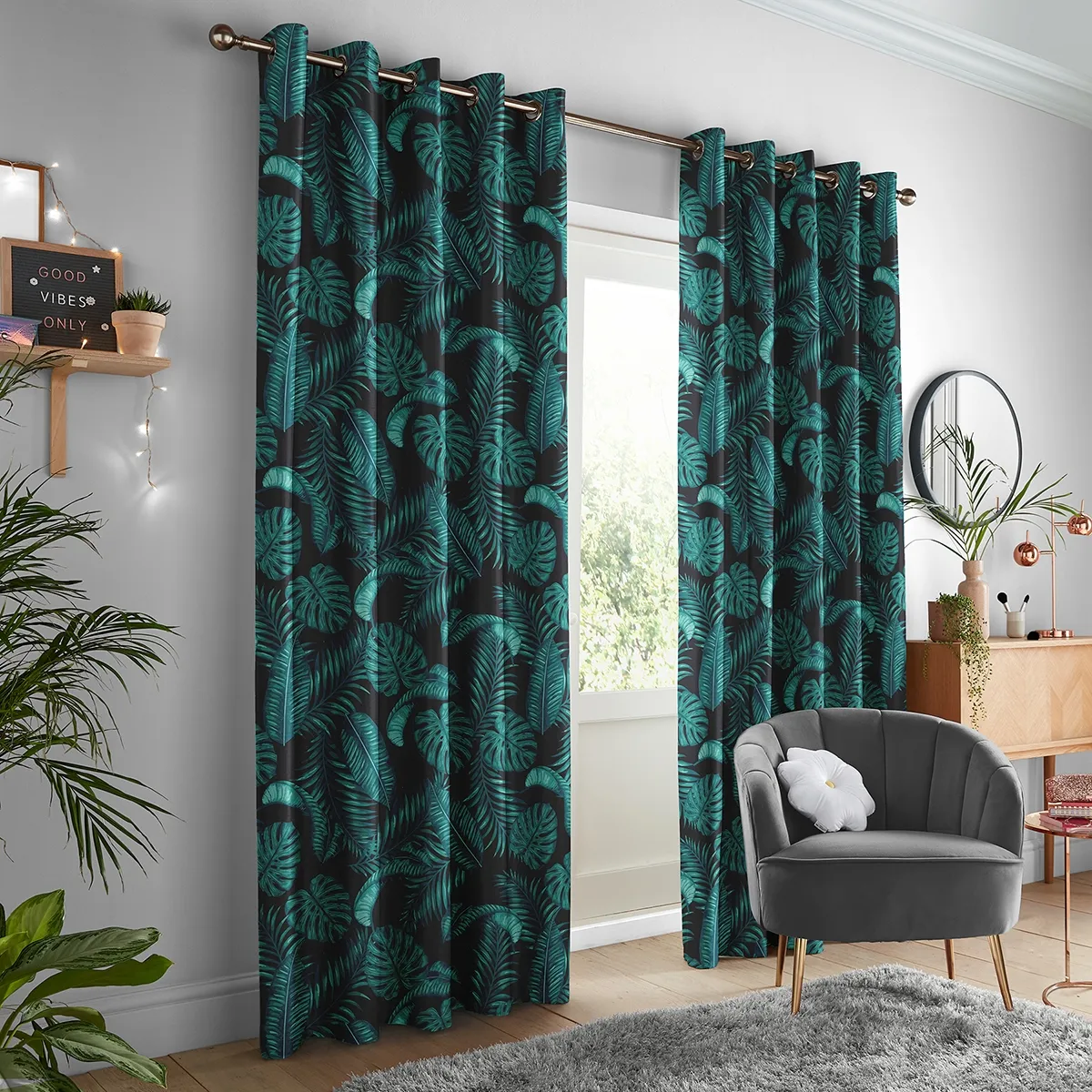 Skinny Dip Dominica Curtain - Midnight, Cotton