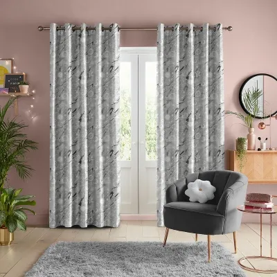 Skinny Dip Marble Celestial Curtain - Stone, Cotton