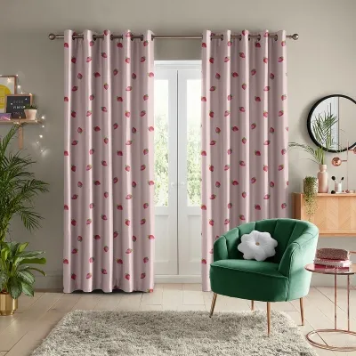 Skinny Dip Strawberry Curtain - Pink, Cotton