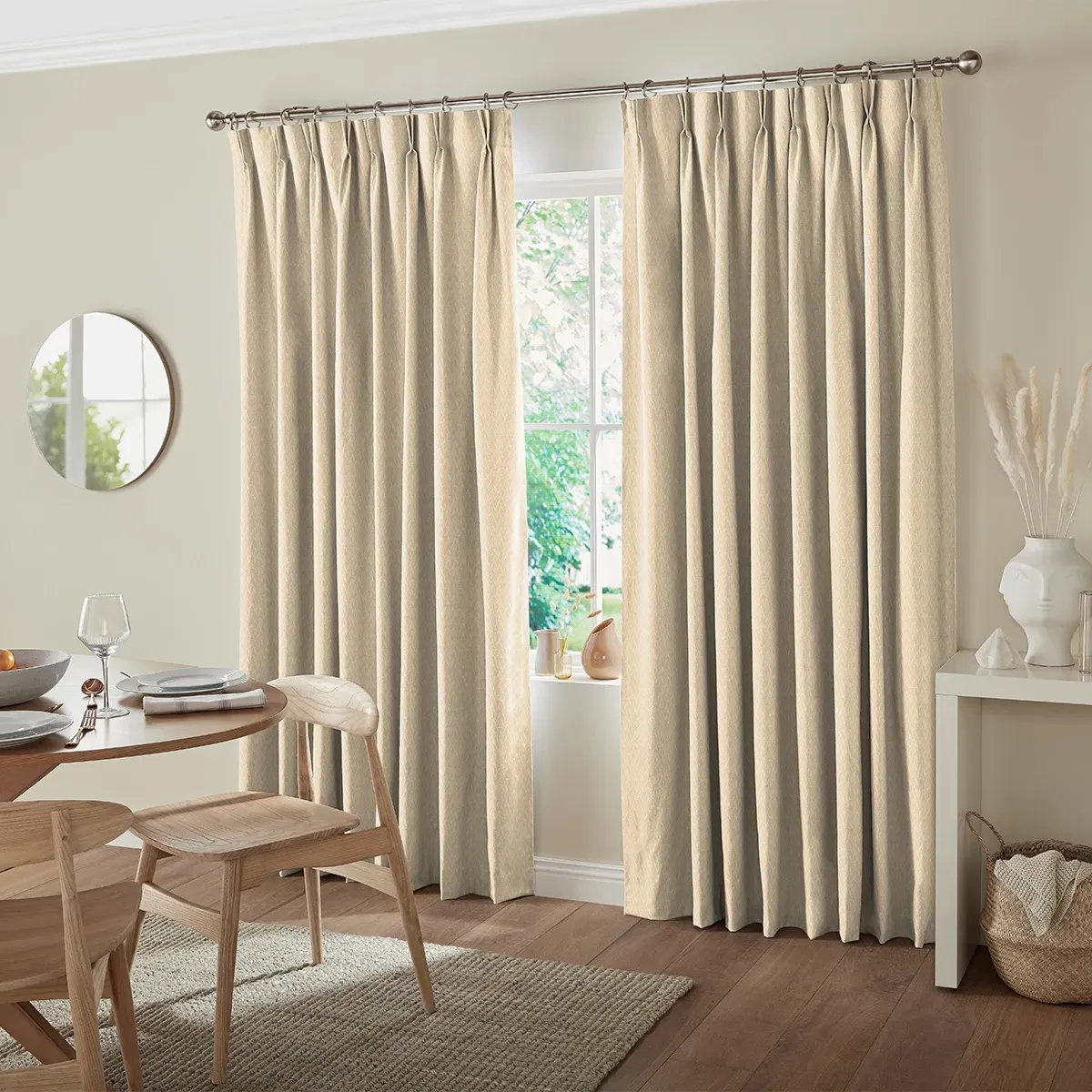 Skipp Pleated Curtain with Blackout - Champagne, Polyester