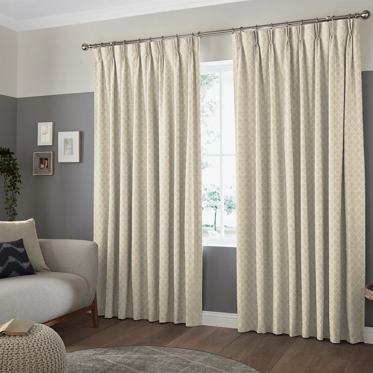 Solomon Curtain with Ogee Pattern - Champagne, Polyester