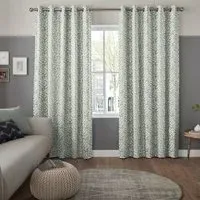 Steer Curtain with Flowers and Leaves Design - Seafoam, Cotton