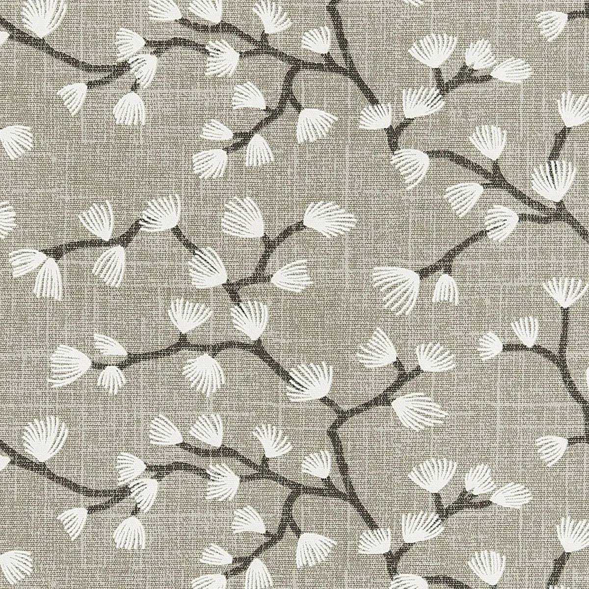 Steer Curtain with Flowers and Leaves Design - Silver, Cotton