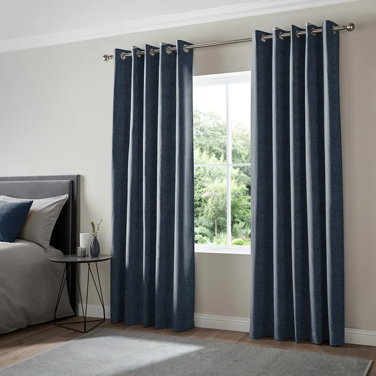 Virgil Made-to-Measure Curtain - Ink Blue, Polyester