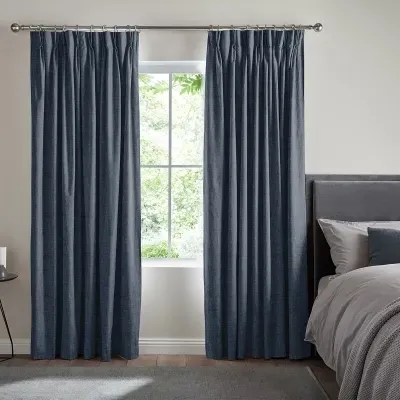 Virgil Made-to-Measure Curtain - Ink Blue, Polyester