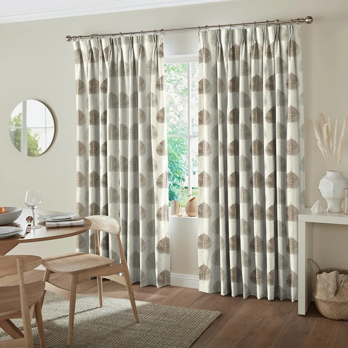 Youri Curtain with Floral Pattern - Terracotta, Polyester