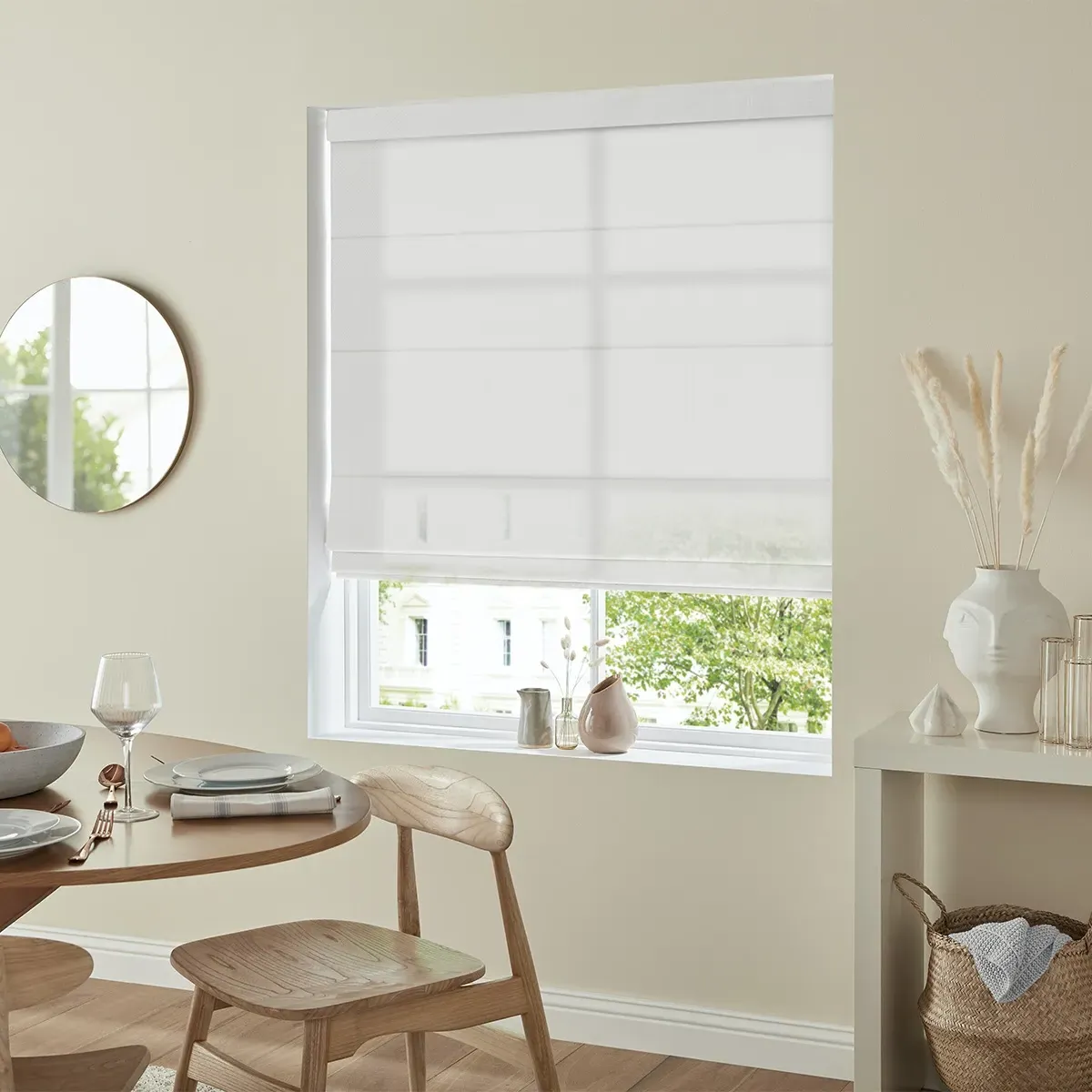 Zaha Roman Blind - Light Brown, Polyester