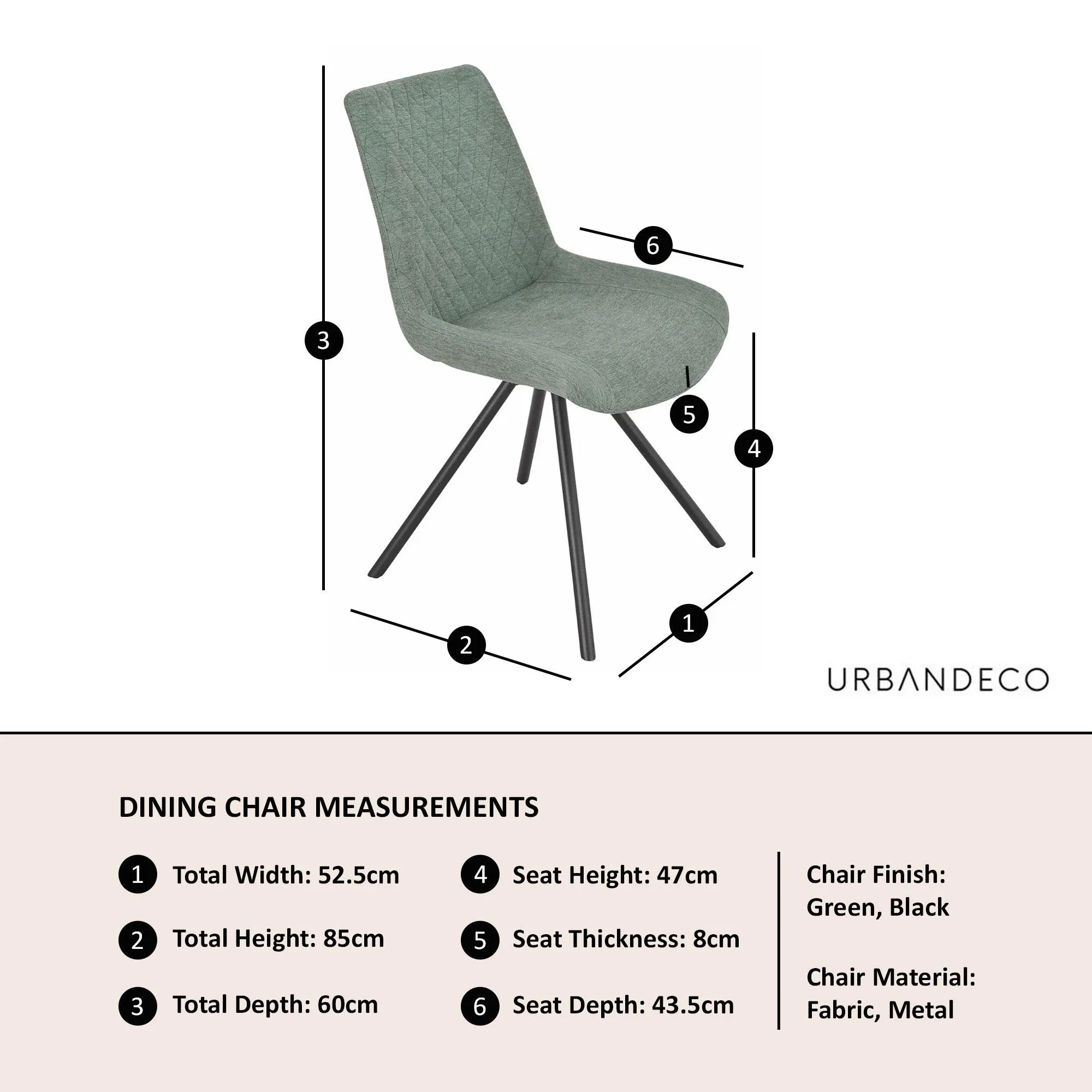 Boden Swivel Dining Chair - Green, Fabric