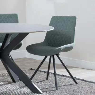 Boden Swivel Dining Chair - Green, Fabric