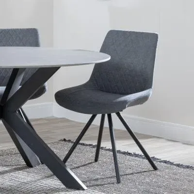 Boden Swivel Dining Chair - Grey, Fabric