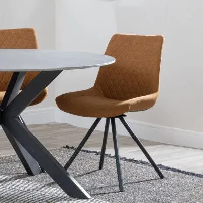 Boden Swivel Dining Chair - Orange, Fabric