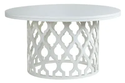 Boho 6-Seater Round Dining Table - White, Mango Wood image