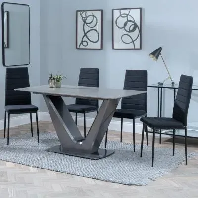 Camilla 4-Seater Dining Set - Grey, Ceramic