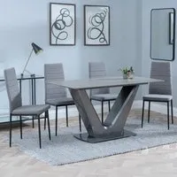 Camilla 4-Seater Dining Set - Grey, Ceramic