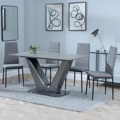 Camilla 4-Seater Dining Set - Grey, Ceramic