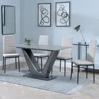 Camilla 4-Seater Dining Set - Grey, Ceramic