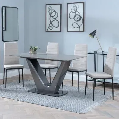 Camilla 4-Seater Dining Set - Grey, Ceramic