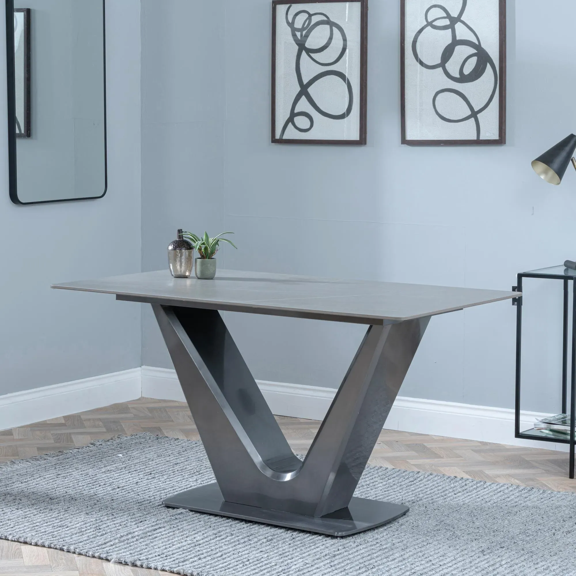 Camilla 4-Seater Dining Set - Grey, Ceramic