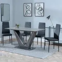 Camilla 4-Seater Dining Set - Grey, Ceramic