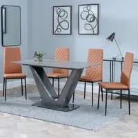 Camilla 4-Seater Dining Set - Grey, Ceramic