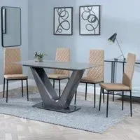 Camilla 4-Seater Dining Set - Grey, Ceramic