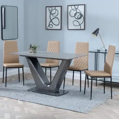 Camilla 4-Seater Dining Set - Grey, Ceramic