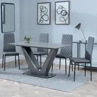 Camilla 4-Seater Dining Set - Grey, Ceramic