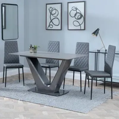 Camilla 4-Seater Dining Set - Grey, Ceramic