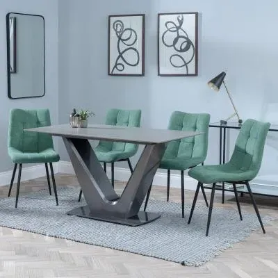 Camilla 4-Seater Dining Set with Corona Chairs - Green, Ceramic