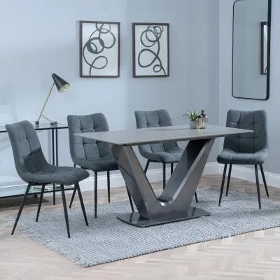 Camilla 4-Seater Dining Set with Corona Chairs - Grey, Ceramic