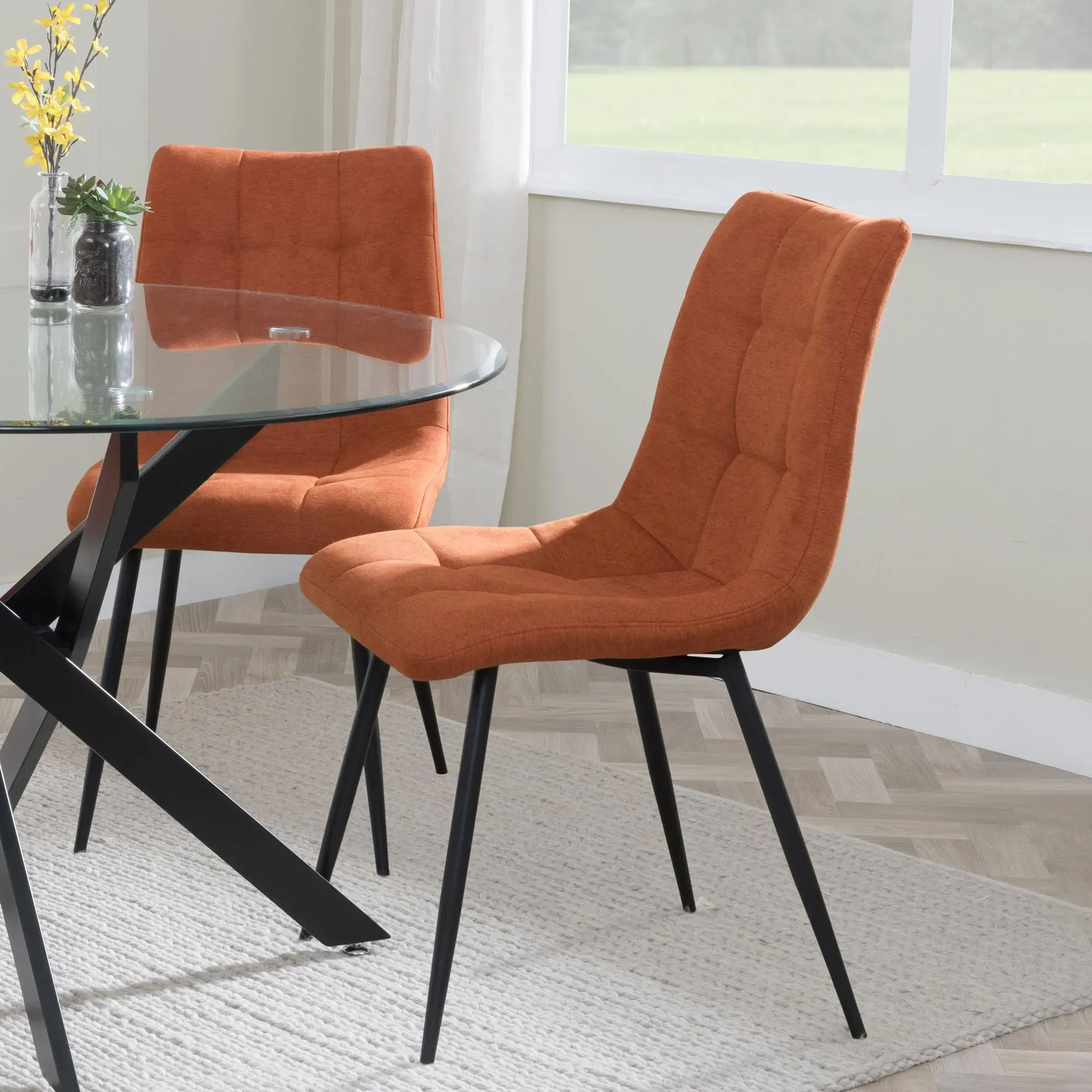Camilla 4-Seater Dining Set with Corona Chairs - Orange, Ceramic