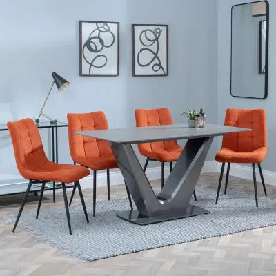 Camilla 4-Seater Dining Set with Corona Chairs - Orange, Ceramic