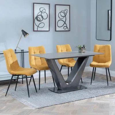 Camilla 4-Seater Dining Set with Corona Chairs - Yellow, Ceramic